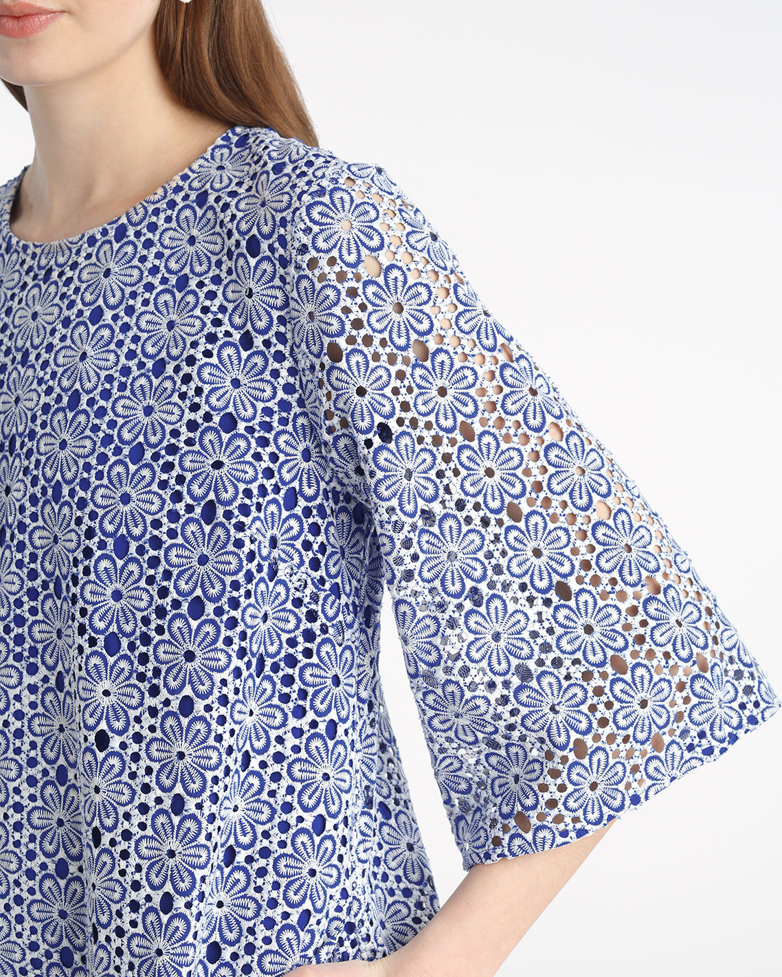 Carolyn Bell Sleeve Mini Dress in Daisy Lace