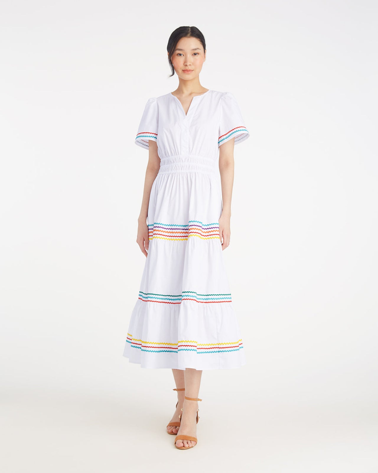colorful midi dress Vacay Ready Caftan in Pink S / Pink Be the pop of color Hollie Midi Dress in Rainbow