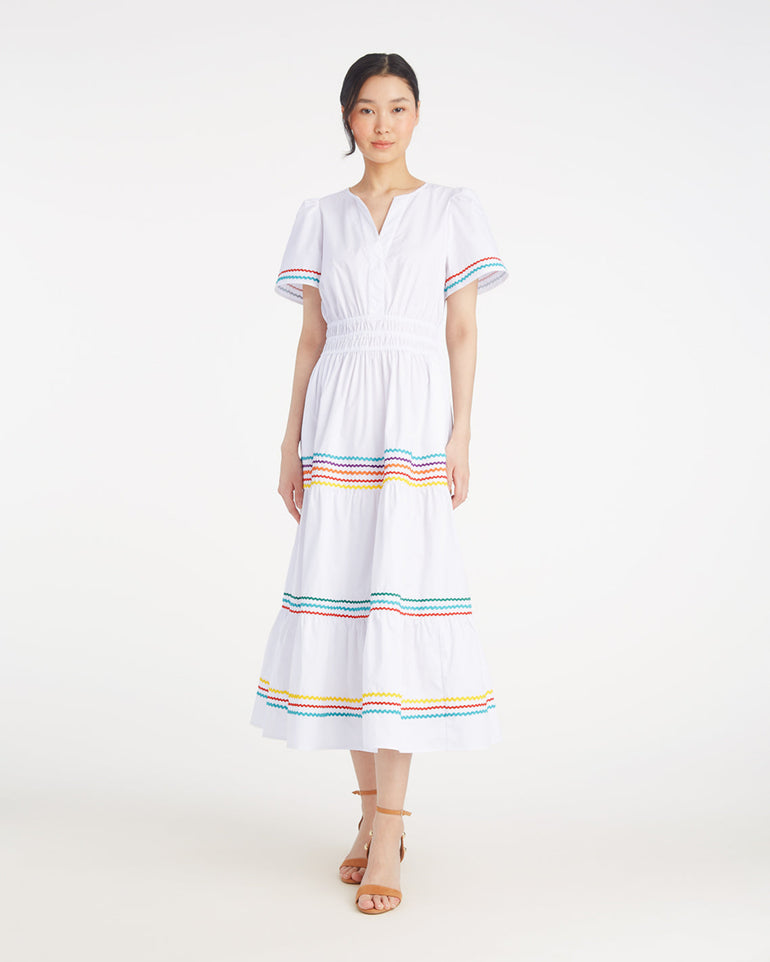 Hollie Midi Dress in Rainbow Ric Rac