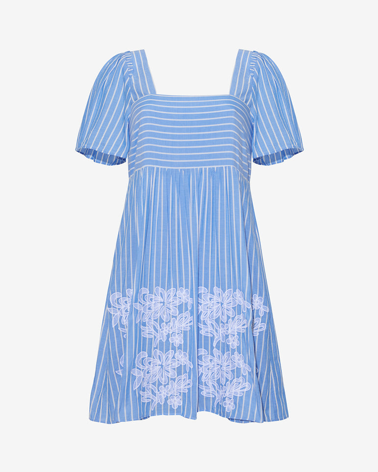 Dottie Babydoll Dress with Floral Embroidery