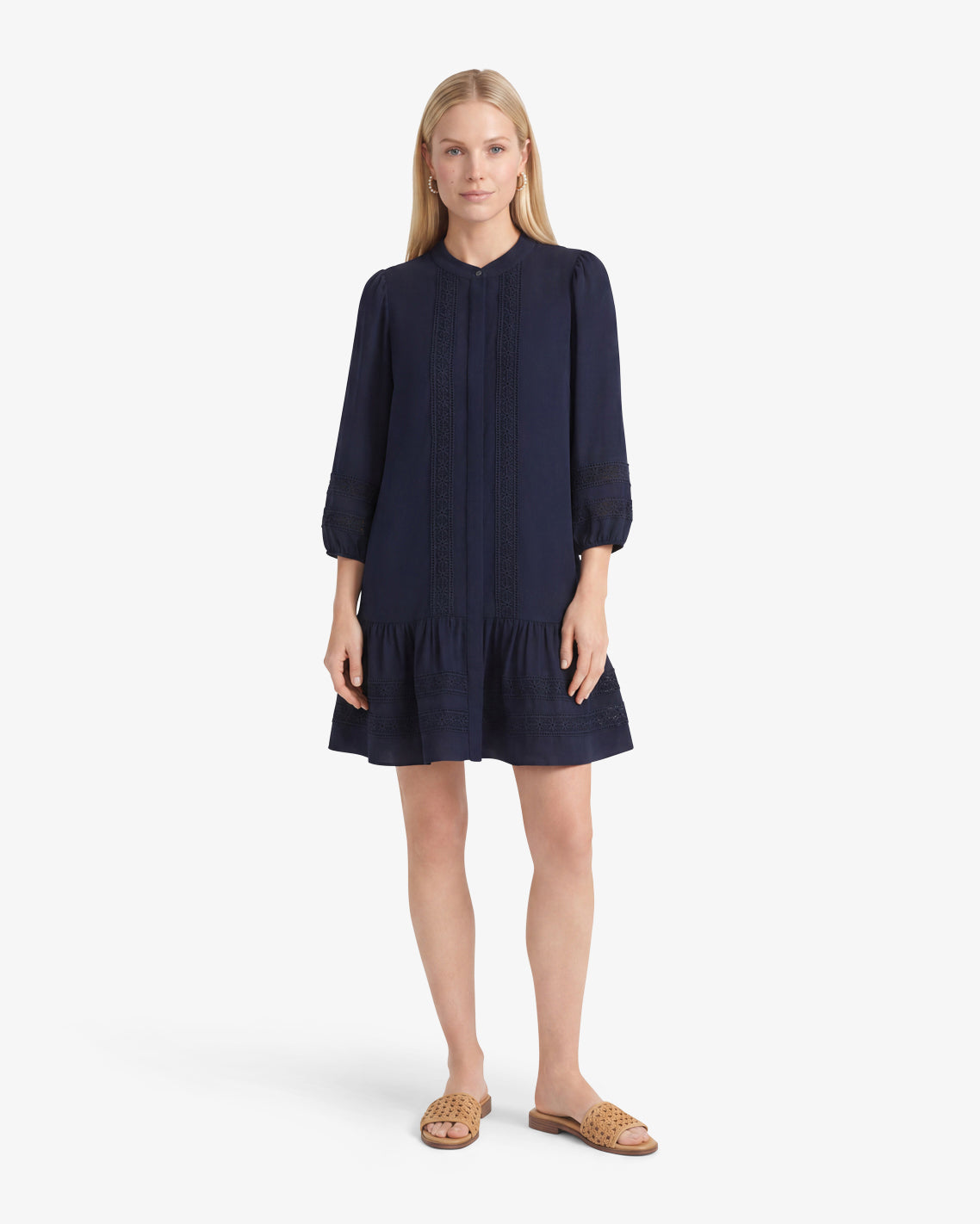 Molly Mini Dress in Embroidered Stripe