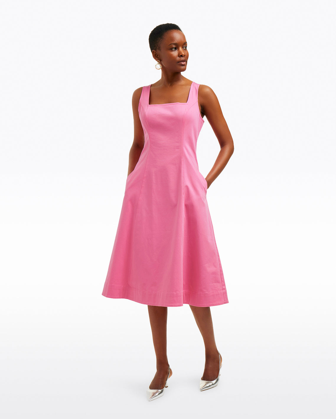 square neck dress for women Sahpxhe Dresses Short Sleeve A-Line Flare Midi Casual Dressy Summer Clothes for Beach Holiday Gray L Everyone will want to dote on you when you strut through the room in the Lulus Truly the Cutest White Satin Square Neck Mini Dress Shellie Square Neckline Halter Maxi