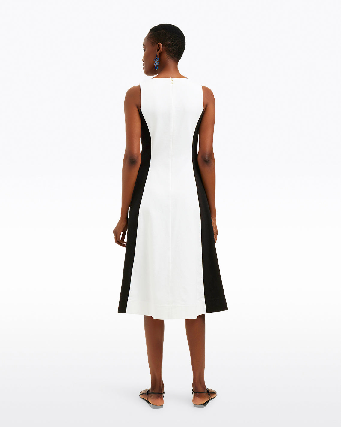 Genevieve Midi Dress in Black and White