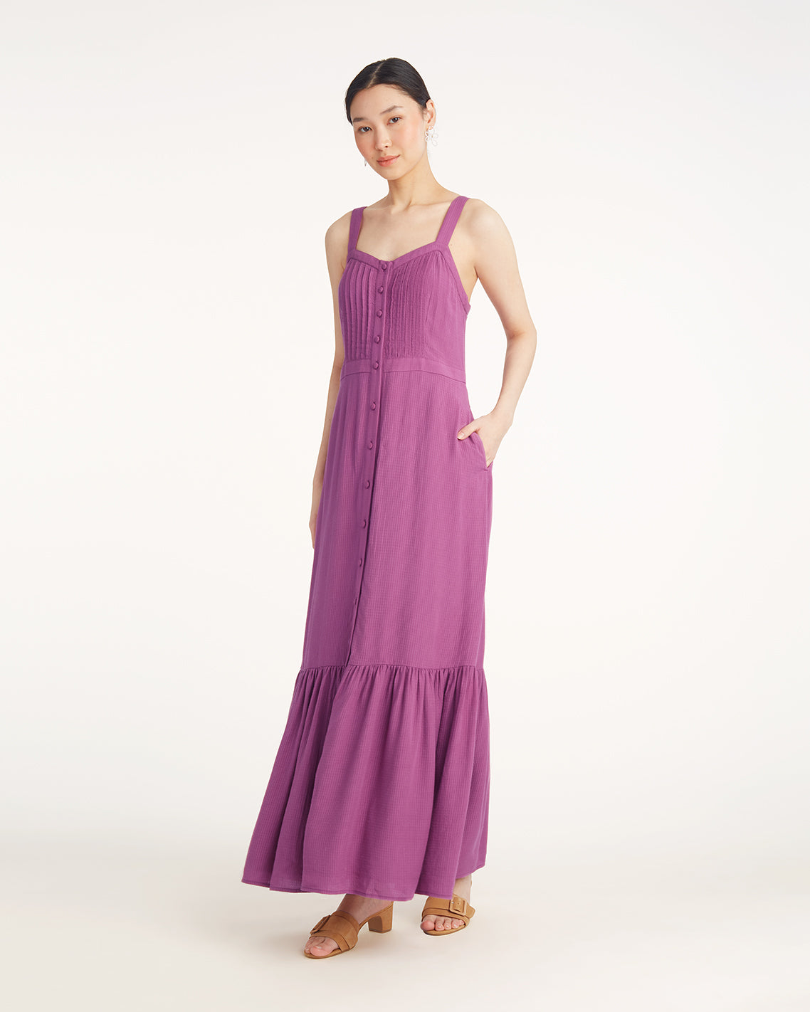 Brynn Sleeveless Midi Dress in Amethyst | Color - Purple / XL