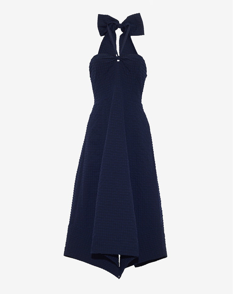 Violeta Halter Neck Dress in Seersucker