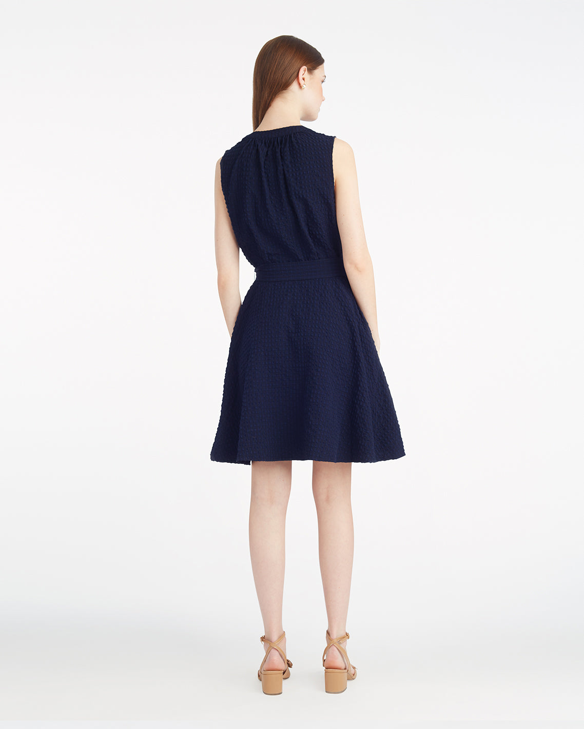 Avery Sleeveless Shirtdress in Seersucker