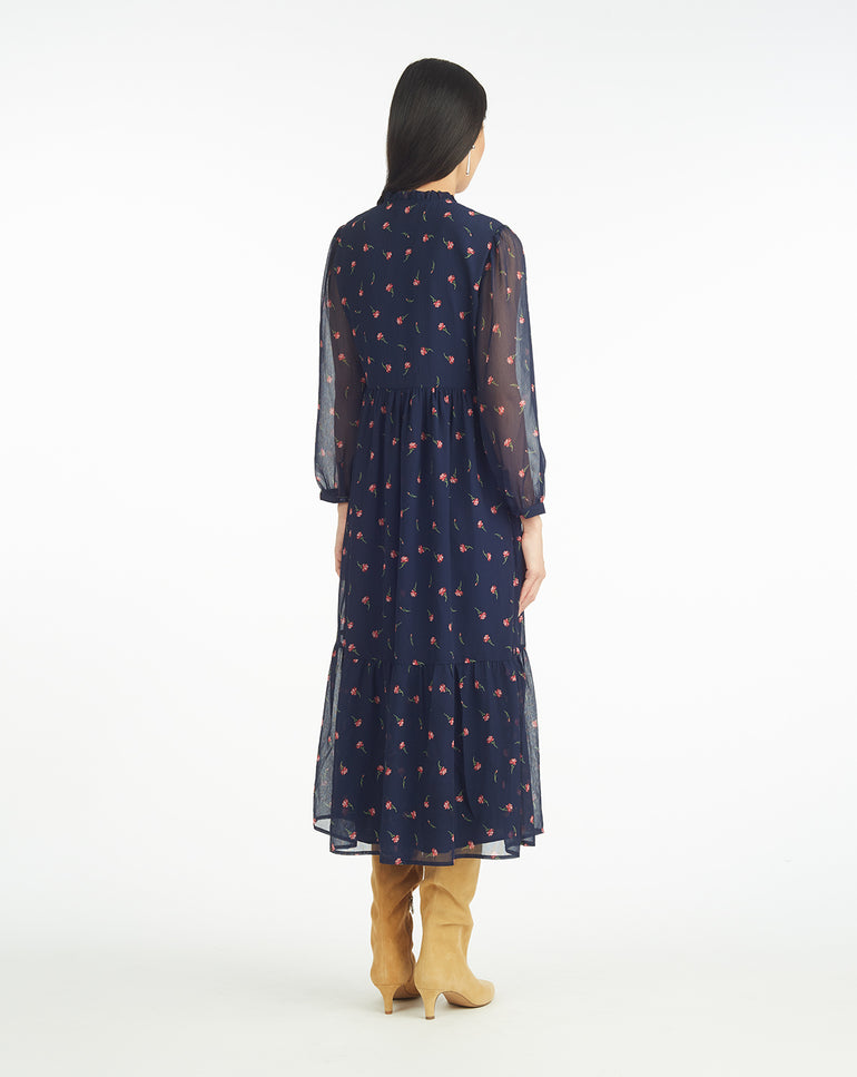 Katie Midi Dress in Ditsy Autumn Flowers