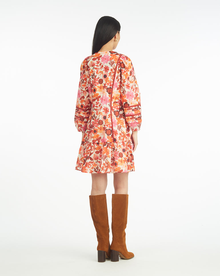 Gwen Long-Sleeve Dress in Botanical Garden