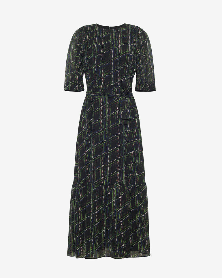 Sophie Tie Waist Midi Dress in Dainty Check