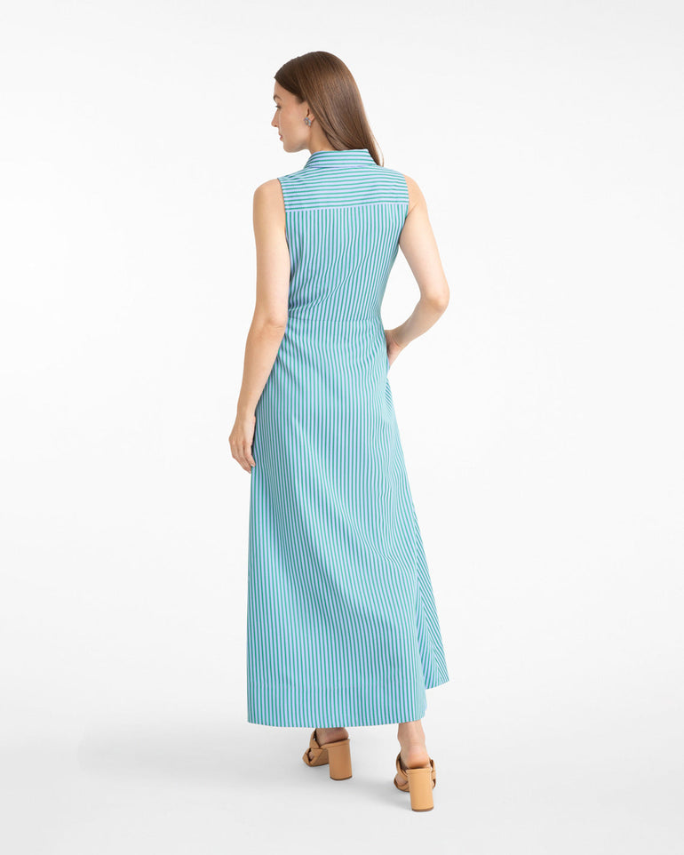 Evangeline Dress in Seersucker Stripe