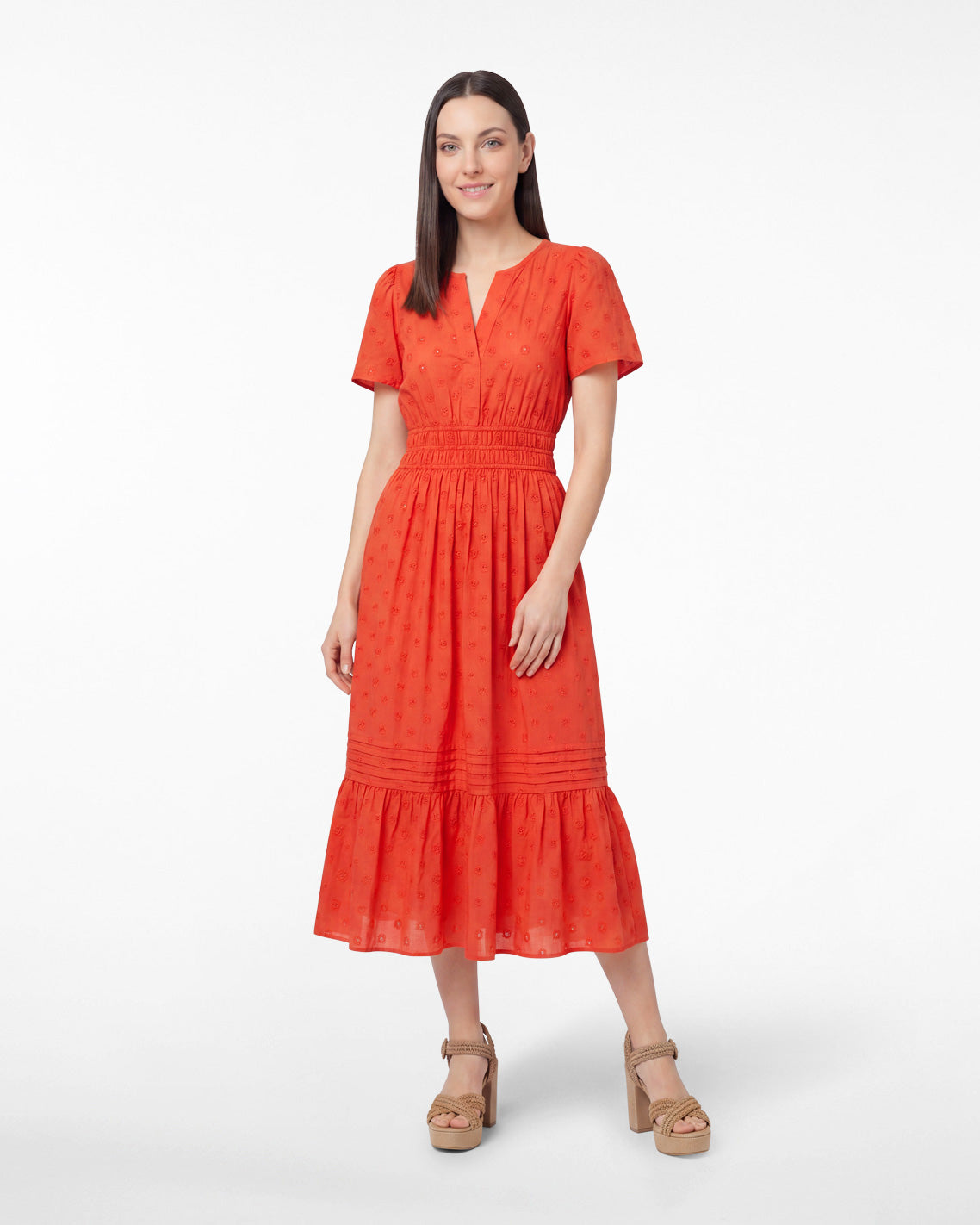 Hollie Midi Dress in Embroidered Flower
