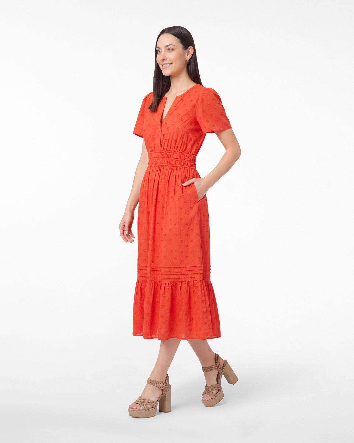 Hollie Midi Dress in Embroidered Flower – Draper James Hollie Midi Dress in Embroidered Flower – Draper James