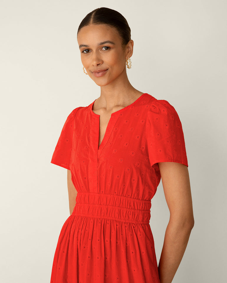 Hollie Midi Dress in Embroidered Flower