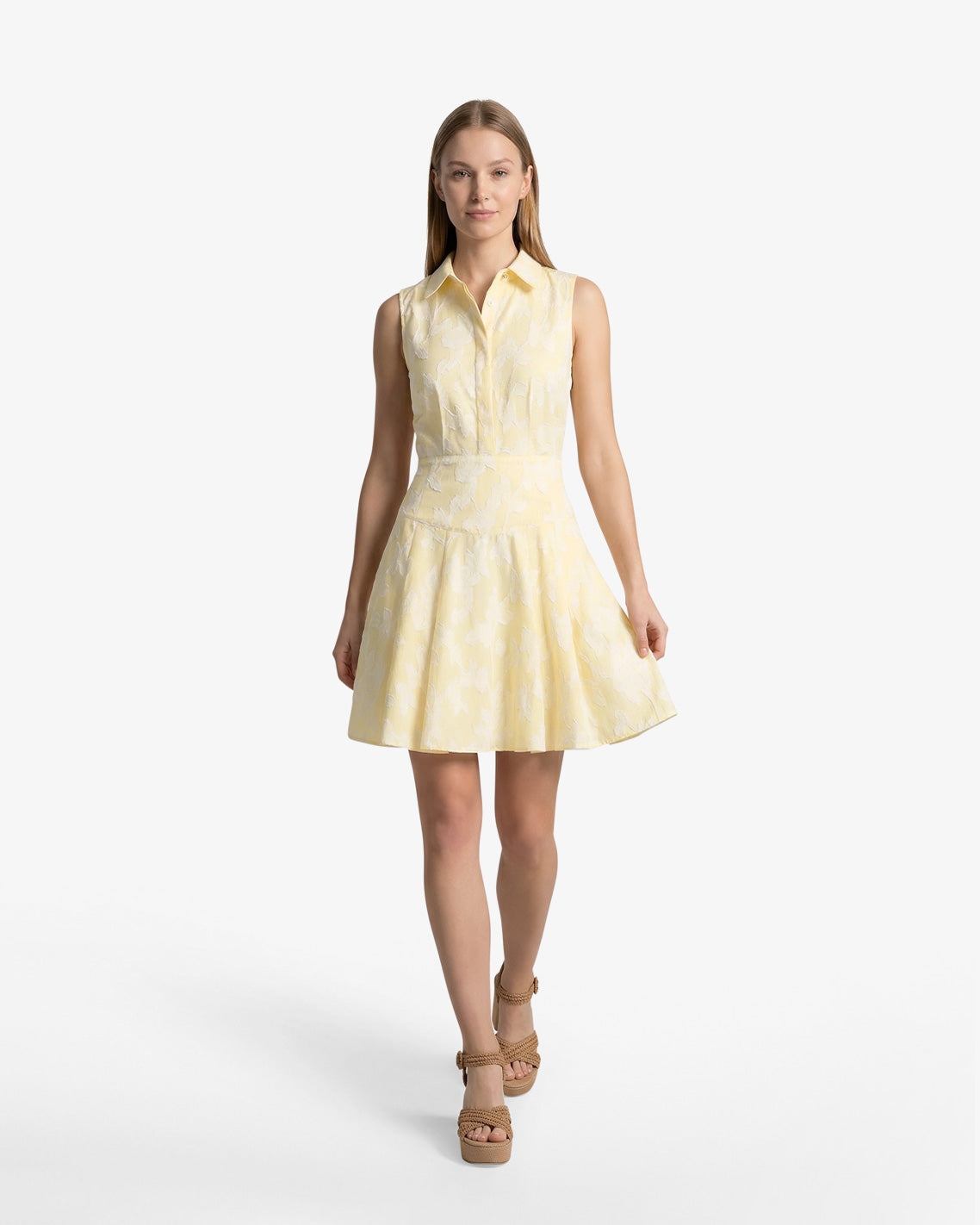 Brighton Mini Collared Dress in Striped Fil Coupe