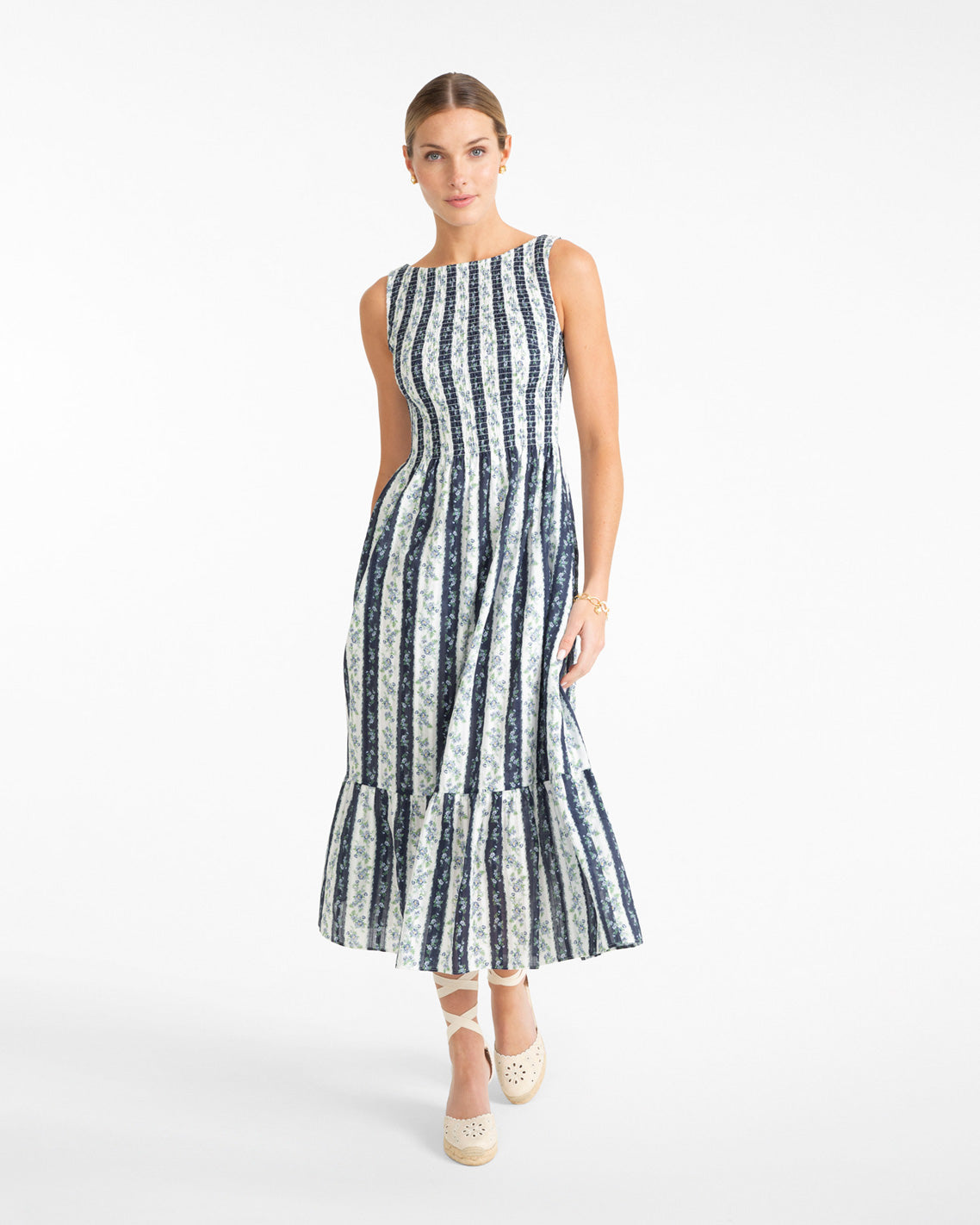 Wren Dress in Floral Stripe