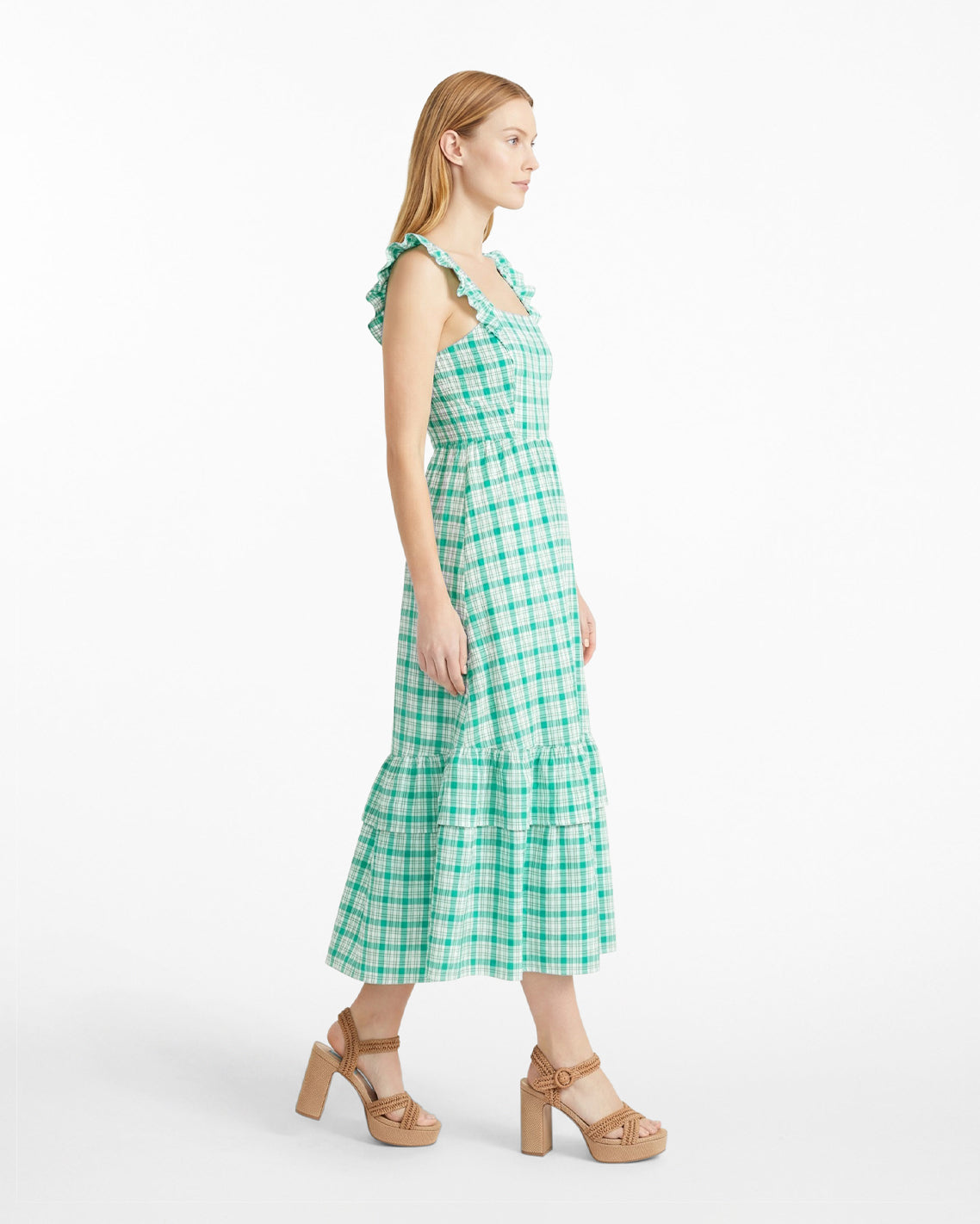 Carrie Midi Dress in Green Plaid Draper James Carrie Midi Dress in Green Plaid Draper James