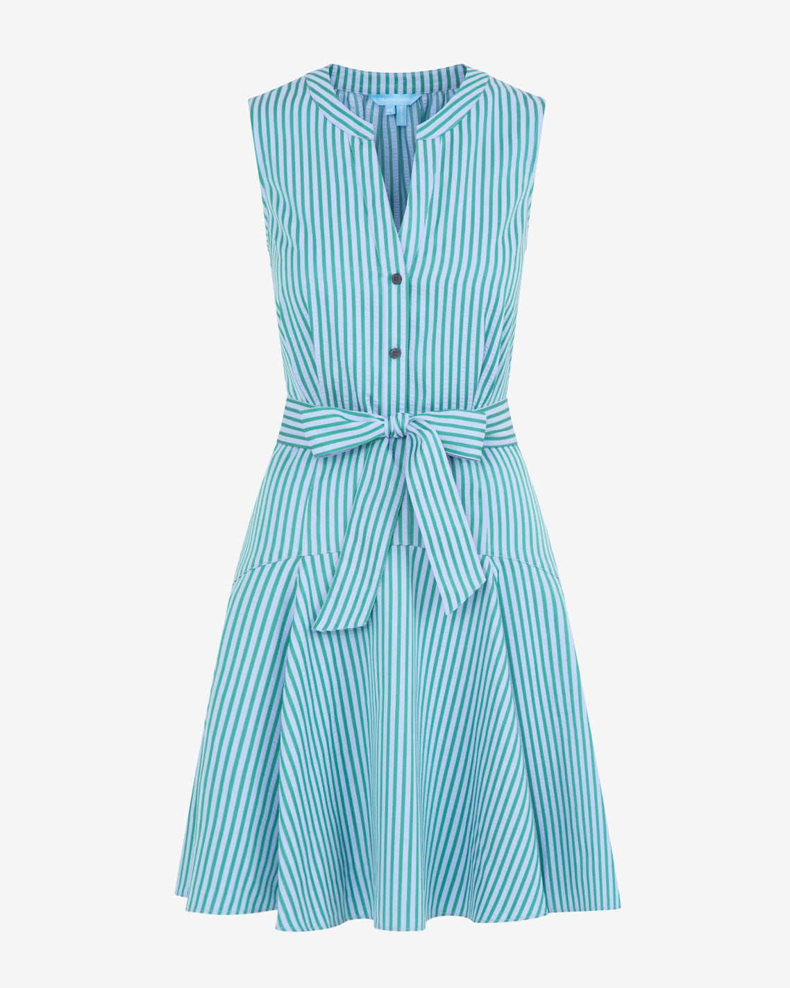Avery Sleeveless Dress in Seersucker Stripe