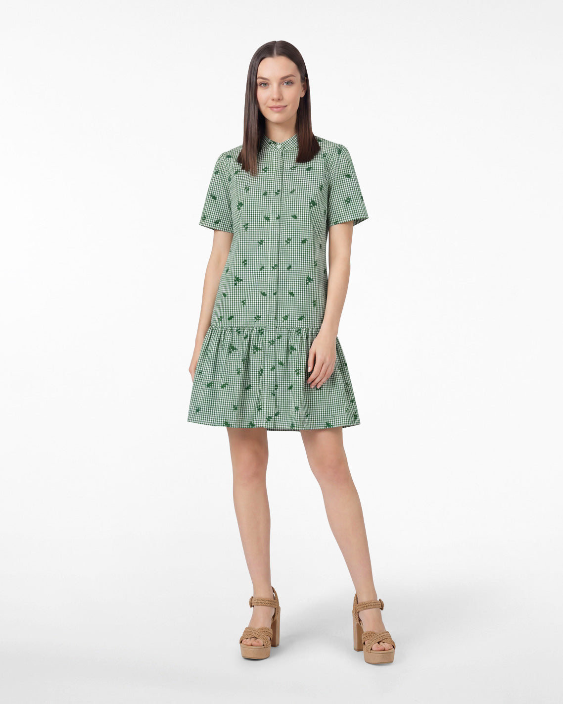 Molly Mini Dress in Green Gingham