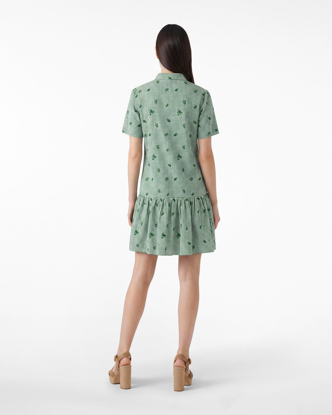 Molly Mini Dress in Green Gingham