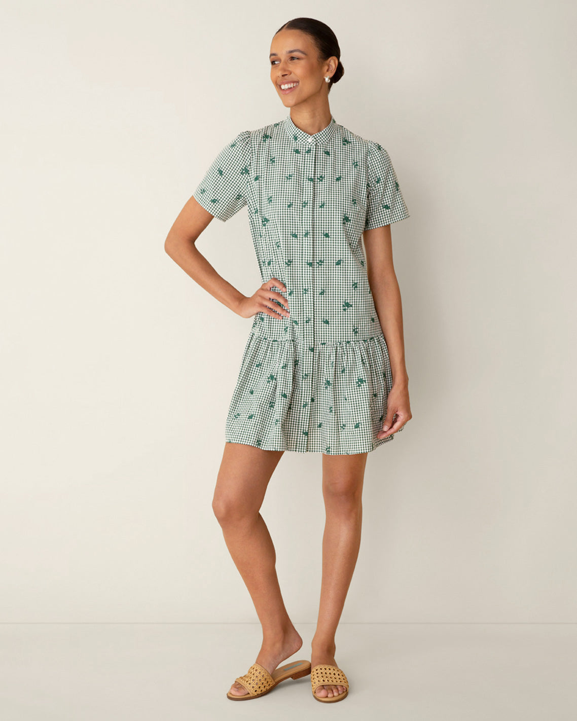 Molly Mini Dress in Green Gingham | Color - Green Multi / XL