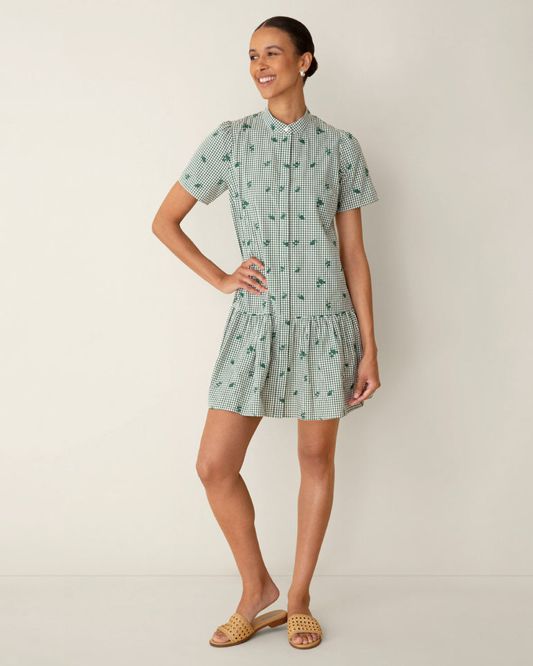 Molly Mini Dress in Green Gingham