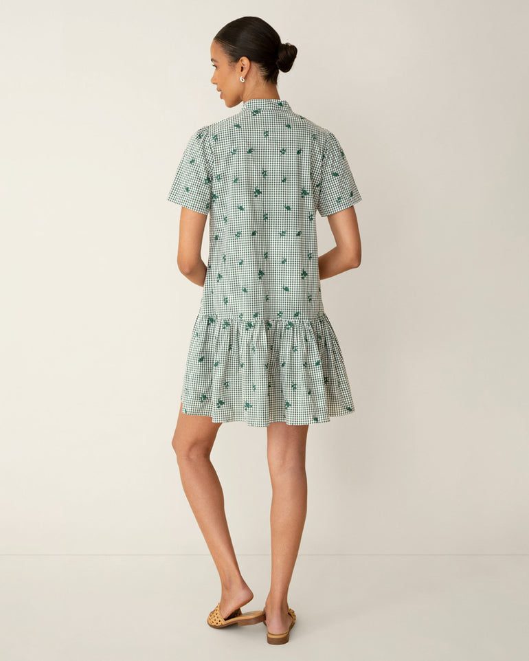 Molly Mini Dress in Green Gingham