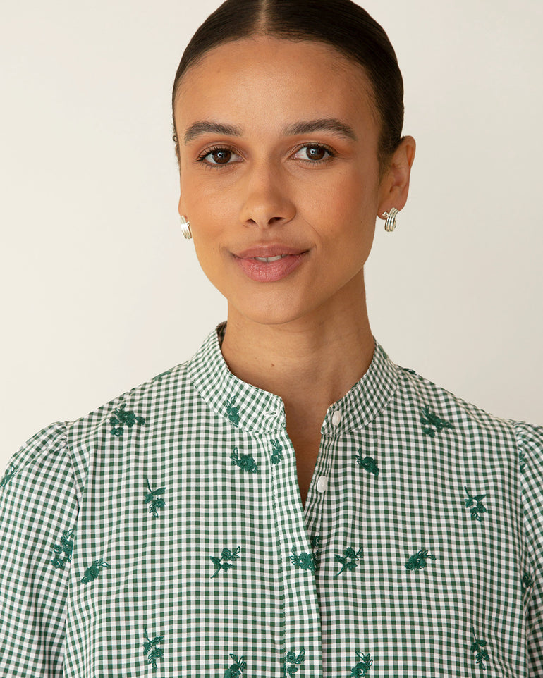 Molly Mini Dress in Green Gingham