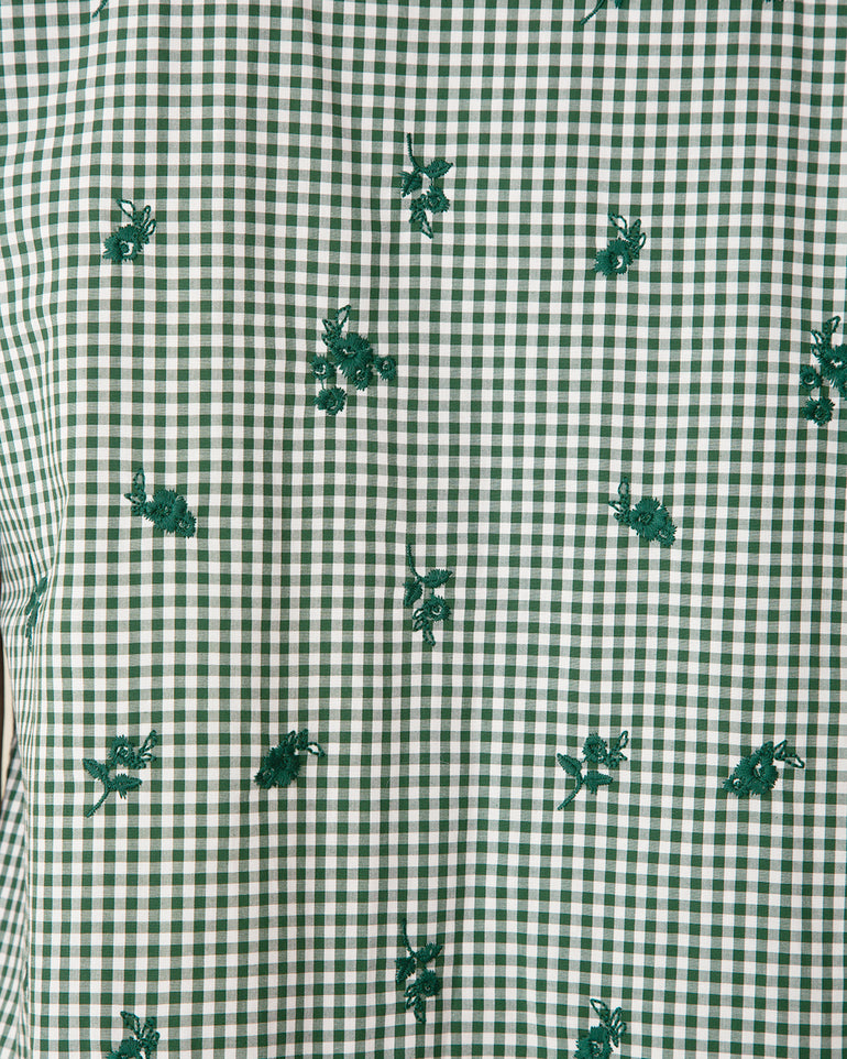 Molly Mini Dress in Green Gingham