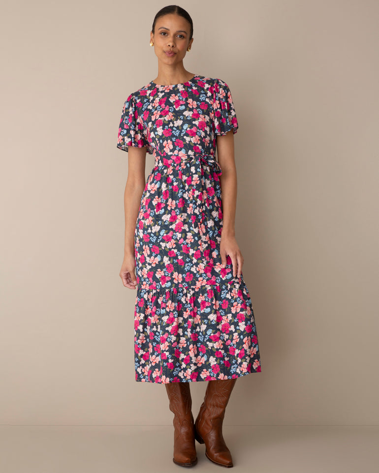 Rhode Midi Dress in Whimsical Garden