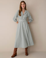 Eliza Striped Shirting Midi Dress