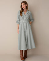 Eliza Striped Shirting Midi Dress