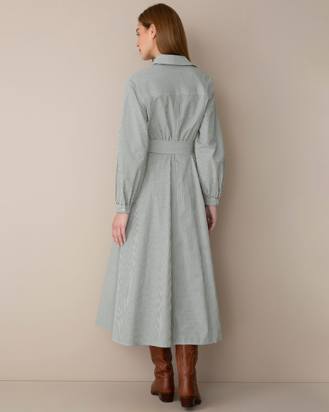 Eliza Striped Shirting Midi Dress