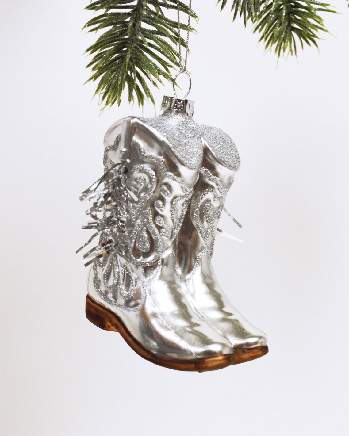 Cowboy Boot Glass Ornament