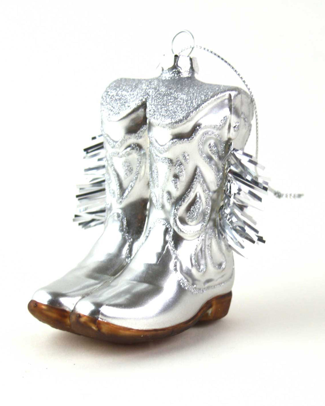 Cowboy Boot Glass Ornament
