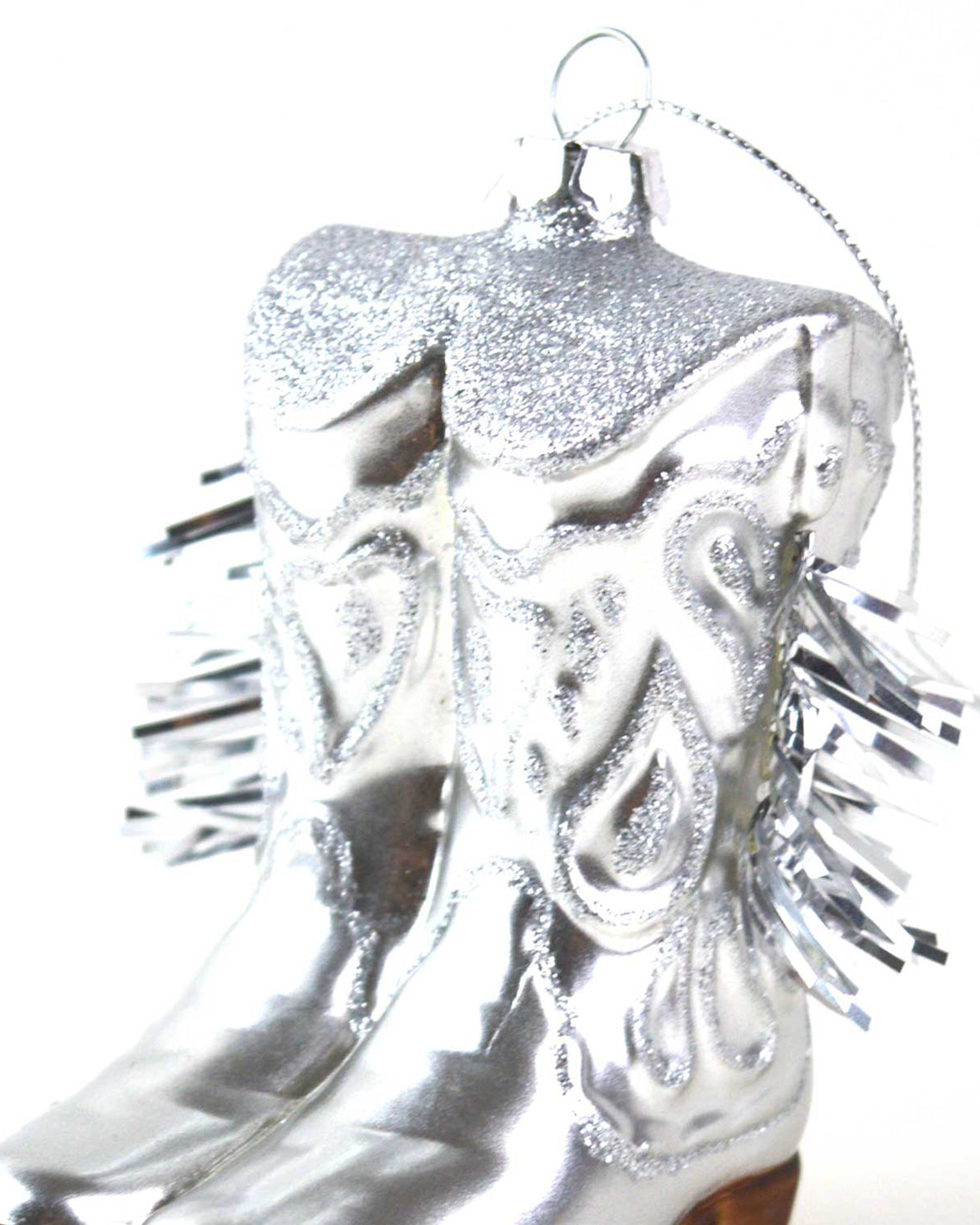 Cowboy Boot Glass Ornament