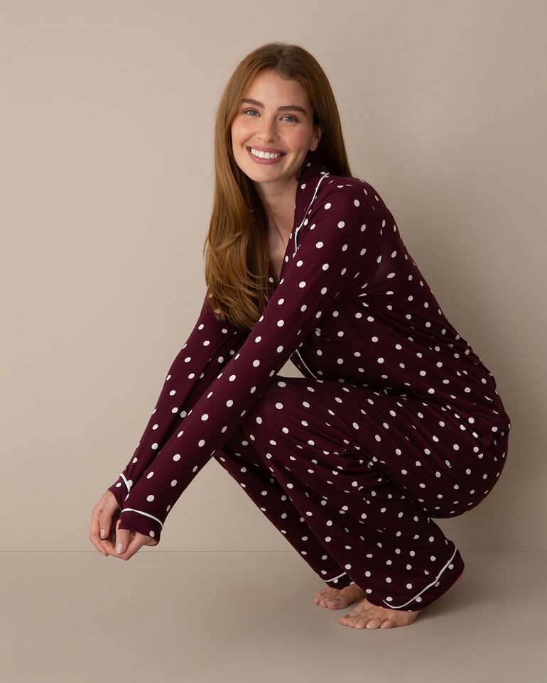 Linda Long-Sleeve Pajama in Maroon