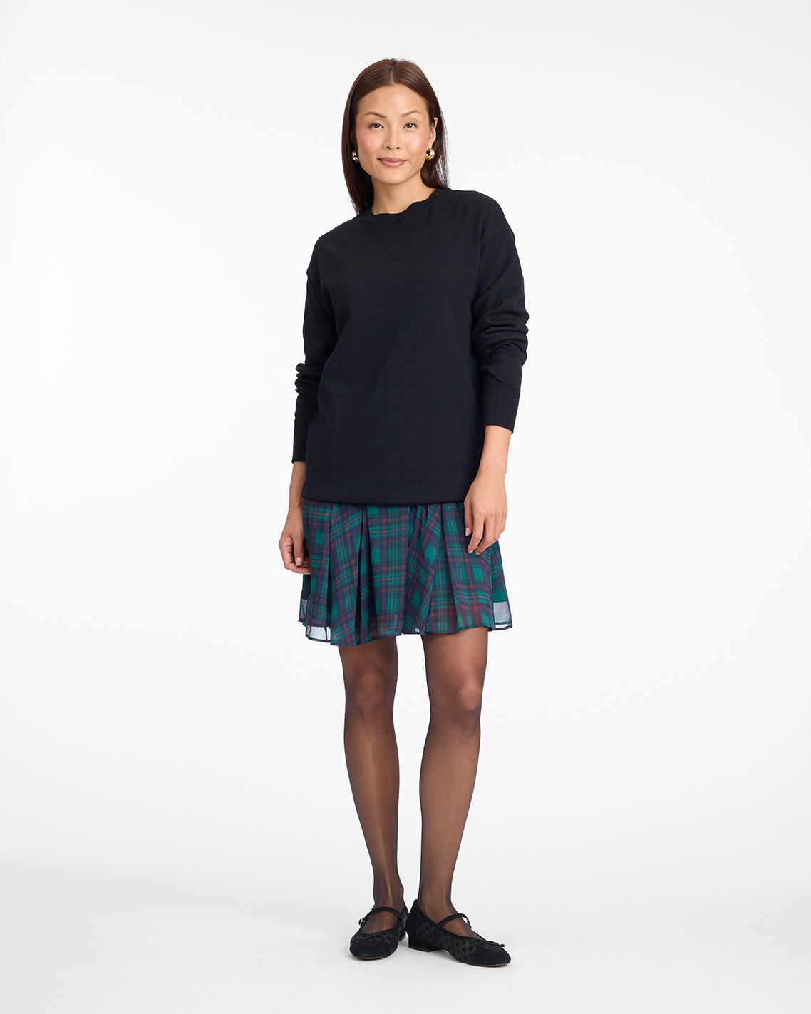 Elliot Sweater Dress in Evergreen Tartan