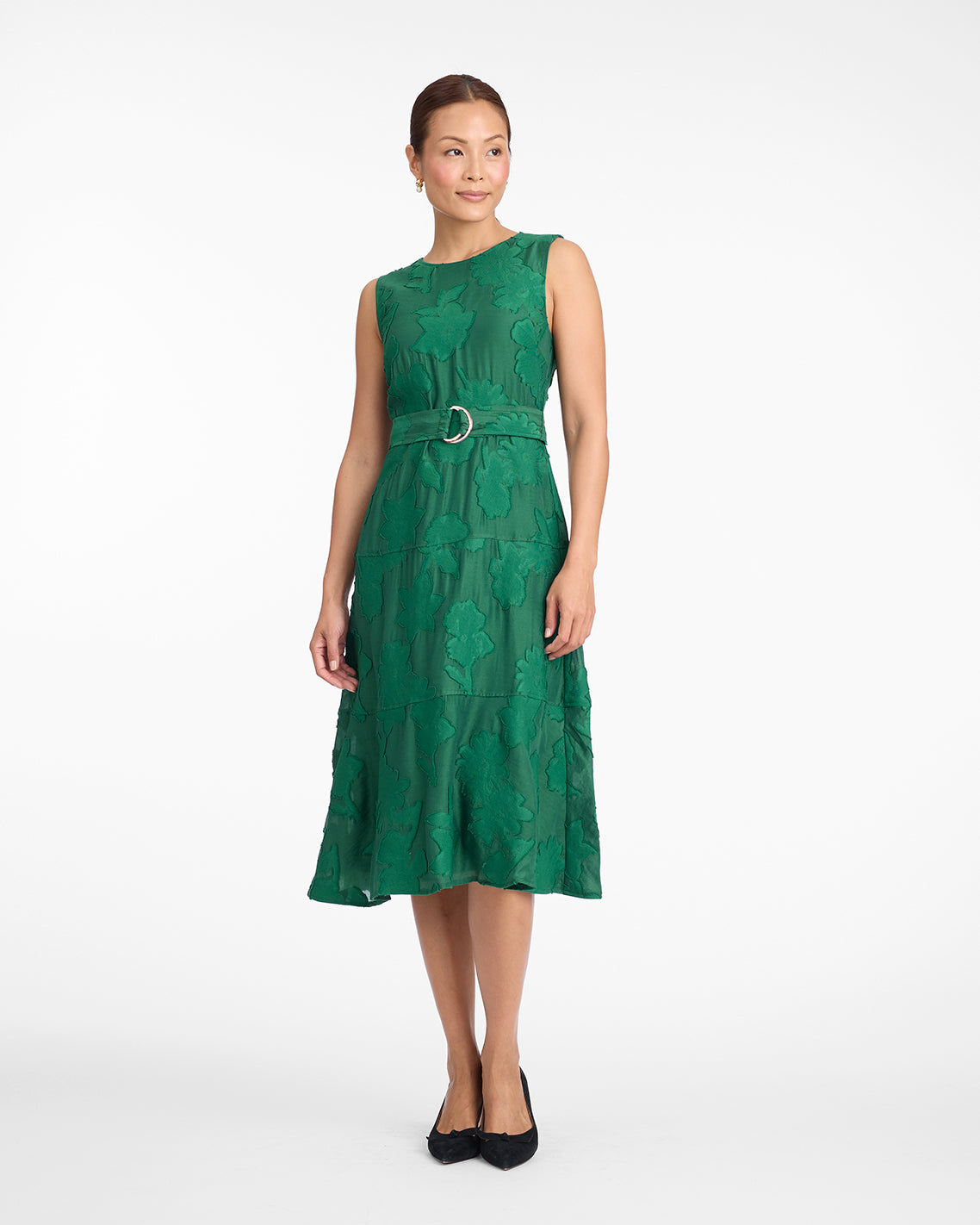 Elliston Midi Dress in Jacquard | Color - Green / XS | Draper James Elliston Midi Dress in Jacquard | Color - Green / XS | Draper James