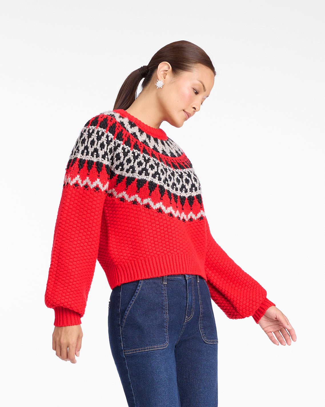 Fairisle Sweater in Lipstick Red Multi