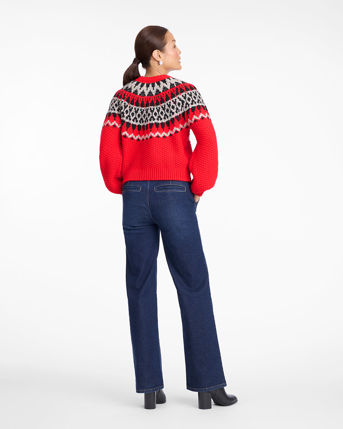 Fairisle Sweater in Lipstick Red Multi