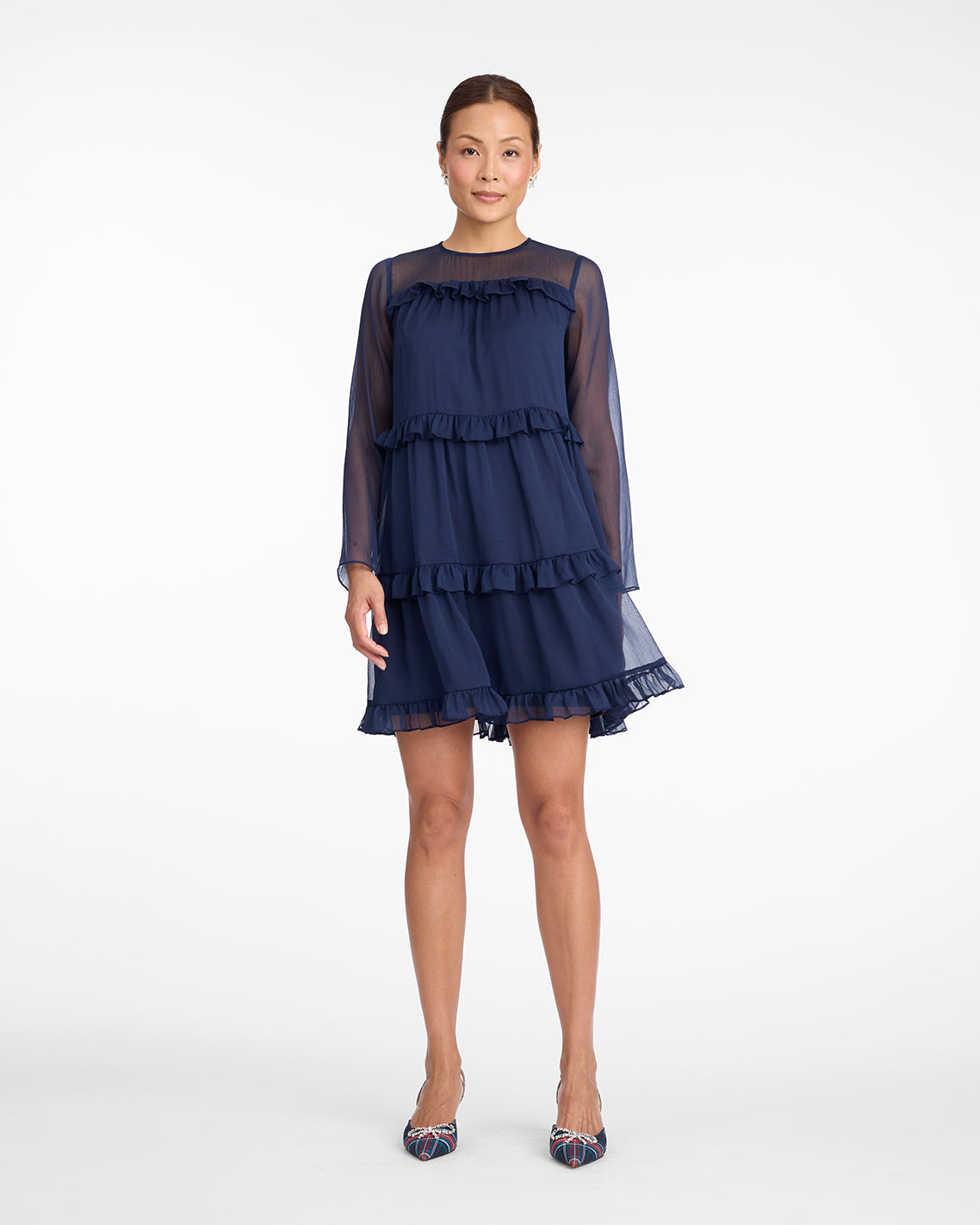 Frannie Ruffle Mini Dress in Baritone Blue