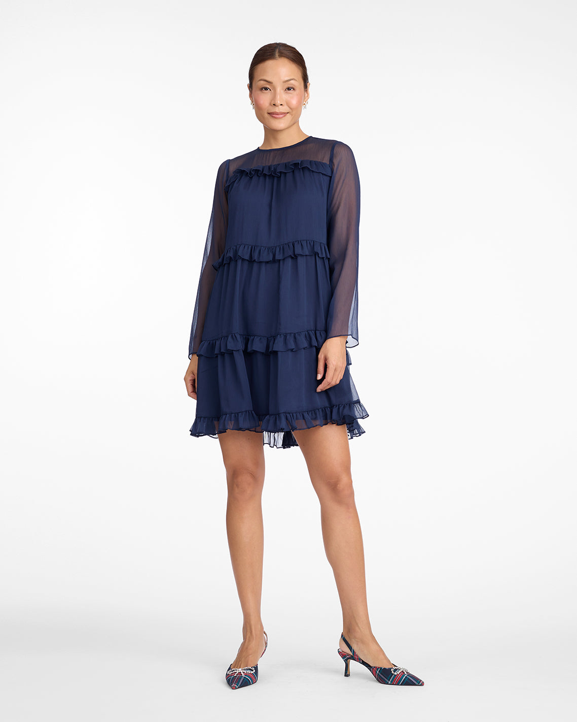 Frannie Ruffle Mini Dress in Baritone Blue | Color - Nassau Navy / XS
