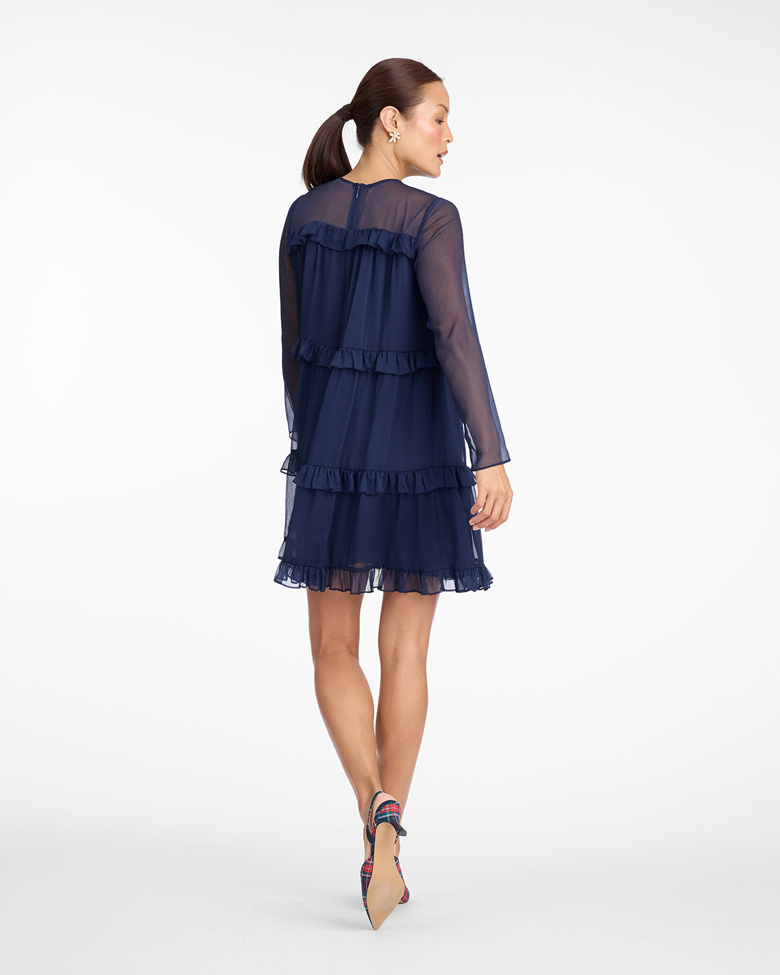 Frannie Ruffle Mini Dress in Baritone Blue