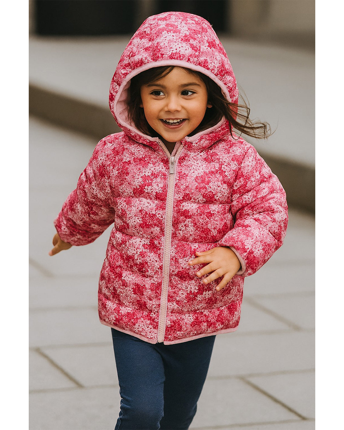 Girls Zip Up Printed Coat