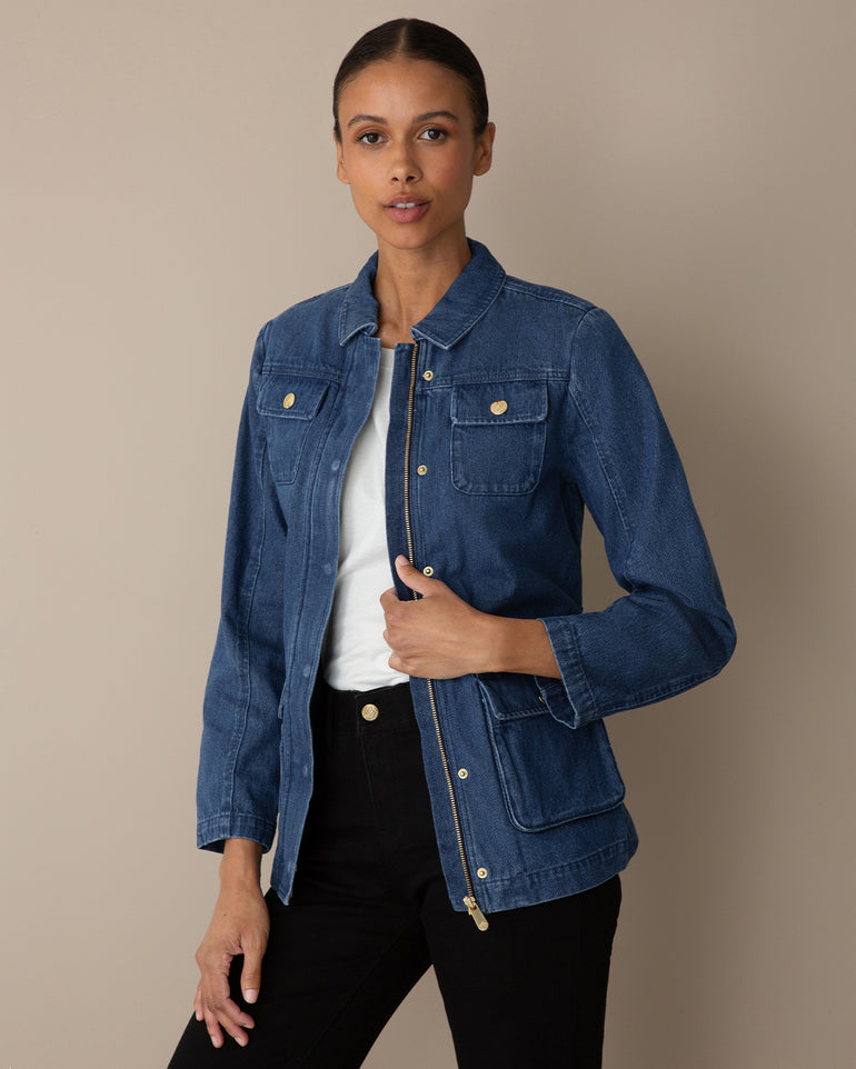 Field Jacket in Dark Wash Denim