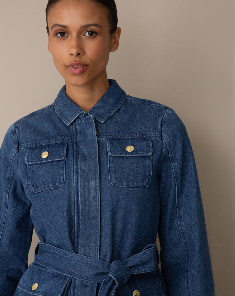 Field Jacket in Dark Wash Denim