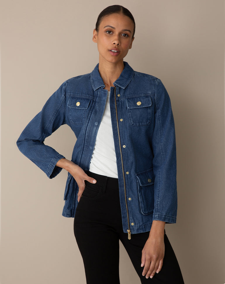 Field Jacket in Dark Wash Denim