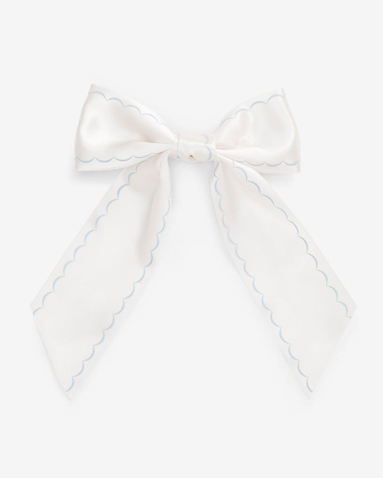 Scallop Embroidery Bow Clip