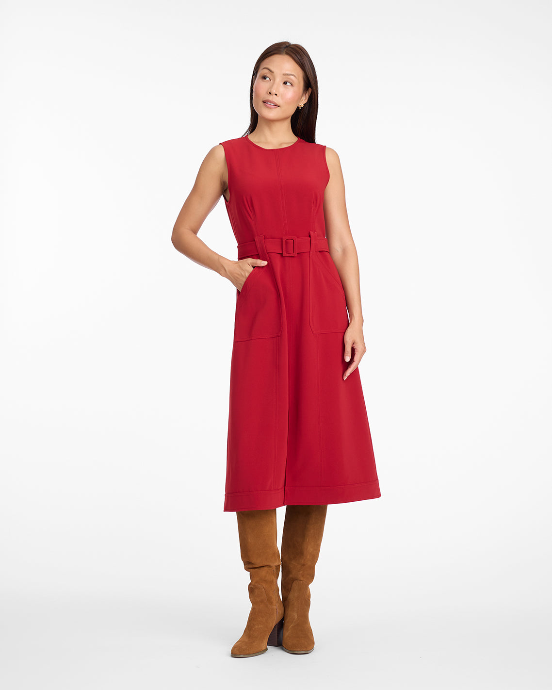 Juno Sleeveless Utility Dress in Red