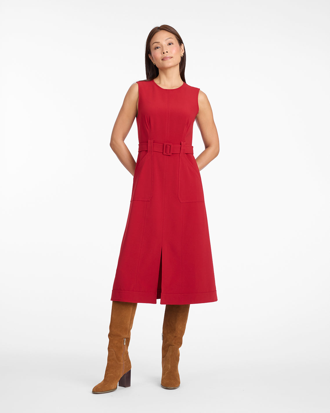 Juno Sleeveless Utility Dress in Red